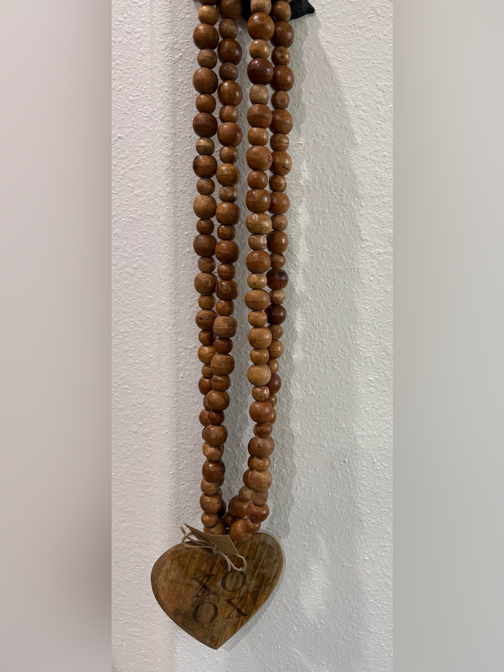 Mud Pie Brown Wooden Bead Heart Garland